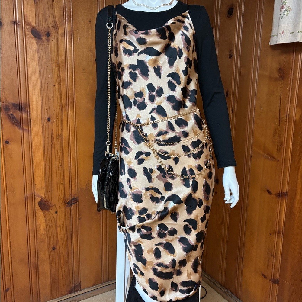 Cheetah Print Satin Dress